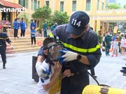 Alumnos de Hanoi adquieren conocimientos sobre prevención y lucha contra incendios
