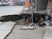 Gigantesco socavón en distrito de Chuong My, Hanoi
