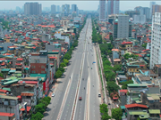Hanoi vista desde arriba en los días de distanciamiento social