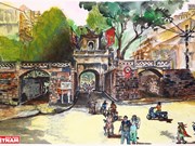 Recorren casco antiguo de Hanoi a través de dibujos de artistas internacionales