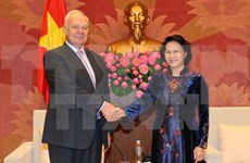 Líder parlamentaria de Vietnam recibe a embajadores de Rusia y Japón