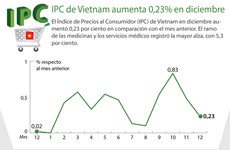 [Infografía] IPC de Vietnam aumenta 0,23 por ciento en diciembre