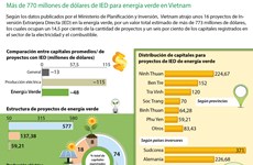 [Infografia] Más de 700 millones de dólares de IED para energía verde en Vietnam 