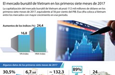 [Infografía] Mercado bursátil de Vietnam en los primeros siete meses de 2017 