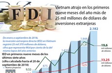 (Info) Vietnam atrajo en los primeros nueve meses del año más de  25 mil millones de dólares de IED