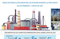 Índice de producción industrial de Vietnam aumenta 3,6 por ciento