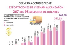Exportaciones de Vietnam alcanzaron 267 mil 93 millones de dólares de enero a octubre