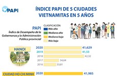 Índice PAPI de 5 ciudades vietnamitas en 5 años