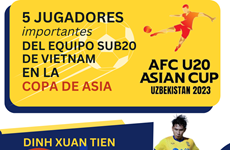 Cinco jugadores importantes del equipo sub20 de Vietnam en la Copa de Asia