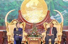 Presidenta del Parlamento vietnamita se reúne con máximo dirigente partidista y presidente de Laos