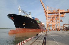 Gigantesco buque portacontenedores de Singapur arriba al puerto de Hai Phong	