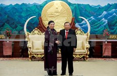 Dirigentes de Laos reciben a vicepresidenta de Asamblea Nacional de Vietnam