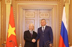 Presidente de Duma Estatal de Rusia destaca visita de dirigente partidista vietnamita