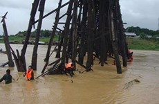 Tailandia: puente de madera más largo al borde del colapso por lluvias
