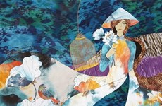 Renace pintura en seda de Vietnam bajo las manos de artistas jóvenes  