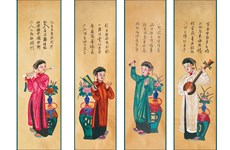 Exhiben pinturas folclóricas Tu Binh por motivo del Tet en Hanoi