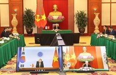 Máximo dirigente partidista de Vietnam mantiene reunión virtual con presidente surcoreano