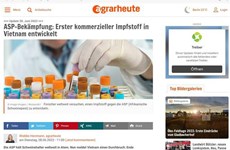 Prensa alemana aprecia avance de Vietnam en producción de vacuna contra PPA