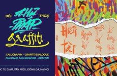 Efectúan exposición sobre caligrafía y graffiti en Templo de la Literatura en Hanoi