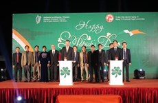 Puente vietnamita se ilumina con verde por Día de San Patricio de Irlanda