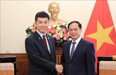 Canciller vietnamita recibe al presidente del Partido Democrático Constitucional de Japón
