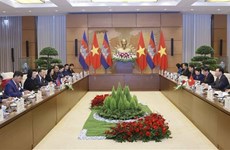 Presidente del Parlamento vietnamita conversa con homóloga camboyana