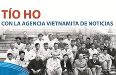 Tío Ho con la Agencia Vietnamita de Noticas 