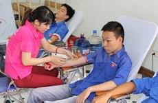 Miles jóvenes vietnamitas donan sangre en Domingo Rojo