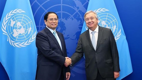 Primer ministro de Vietnam se reúne con secretario general de la ONU