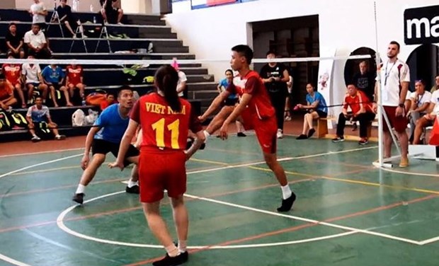 Buen inicio de Vietnam en Campeonato mundial de Jianzi hinh anh 1