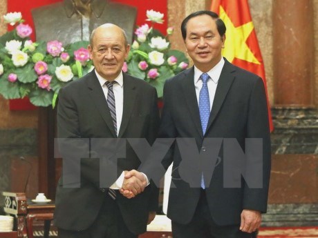Presidente vietnamita recibe al ministro de Defensa frances hinh anh 1