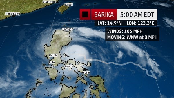 Tifon Sarika deja dos muertos en Filipinas hinh anh 1