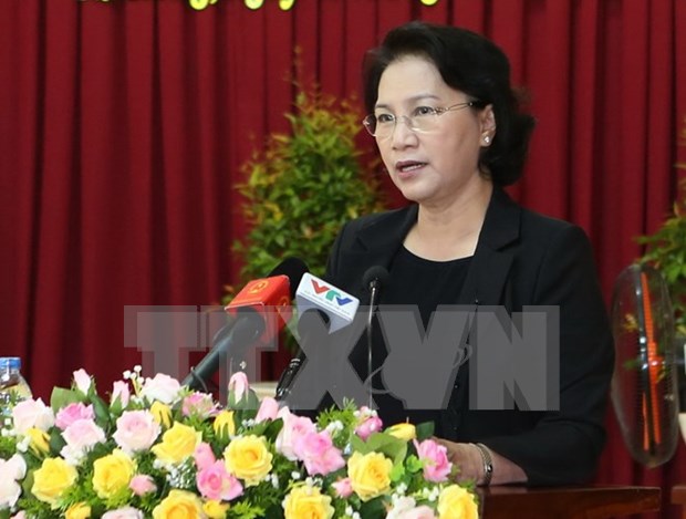 Presidenta del Parlamento de Vietnam se reune con votantes de ciudad deltaica hinh anh 1