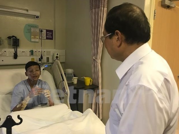 Ofrecen apoyo a tres tripulantes vietnamitas accidentados en Singapur hinh anh 1