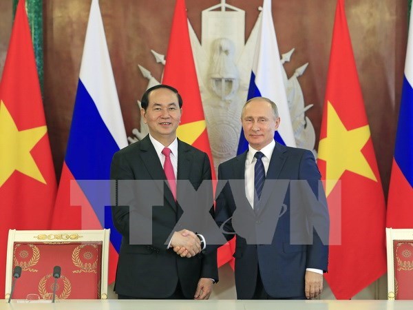 Visita oficial de presidente vietnamita: reflejo de desarrollo de relaciones en maximo nivel con Rusia hinh anh 1