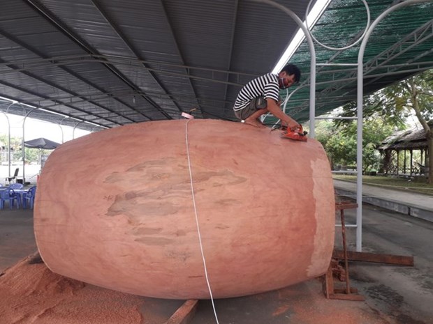 Reconocen a tambor de madera de Dong Thap como el mas grande de su tipo en Vietnam hinh anh 1
