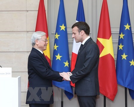 Maximo dirigente partidista de Vietnam envia mensaje de agradecimiento al presidente de Francia hinh anh 1