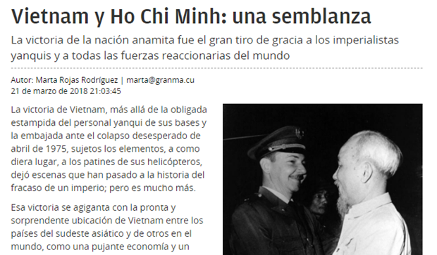 Periodico Granma destaca vida del Presidente Ho Chi Minh y espiritu patriotico del pueblo vietnamita hinh anh 1