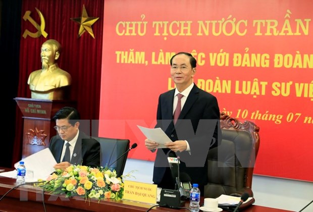 Presidente Tran Dai Quang trabaja con la Federacion de Abogados de Vietnam hinh anh 1