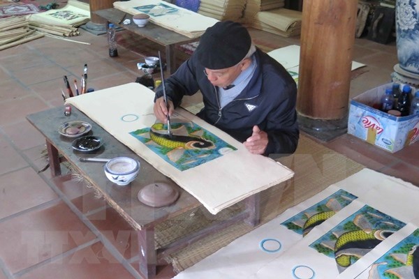 Realizan esfuerzos en Vietnam para salvar la pintura folklorica de Dong Ho hinh anh 1