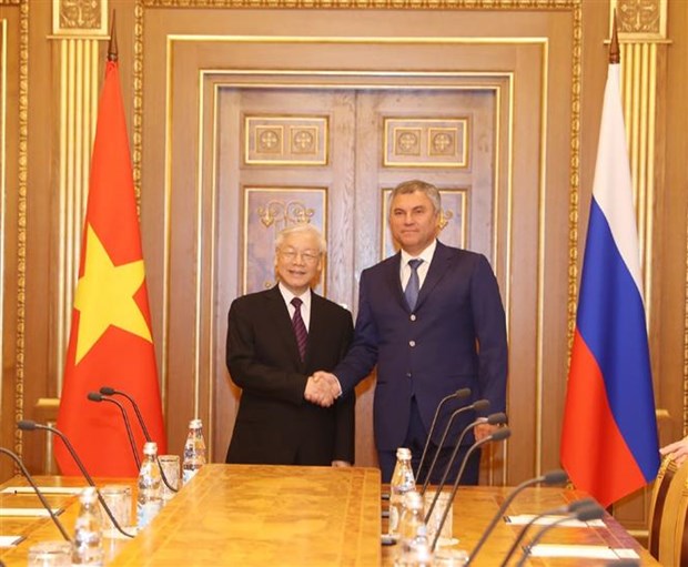 Presidente de Duma Estatal de Rusia destaca visita de dirigente partidista vietnamita hinh anh 1