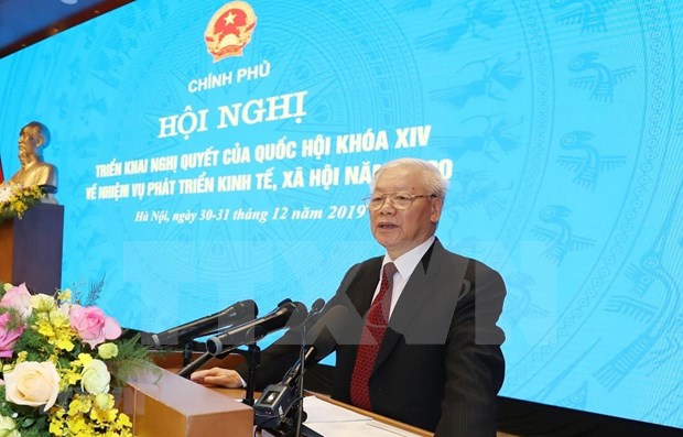 Maximo dirigente de Vietnam exhorta a mayores esfuerzos para mejores hazanas en 2020 hinh anh 1