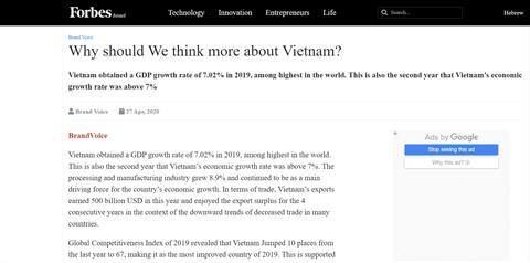 Version Forbes en Israel destaca logros socioeconomicos vietnamitas hinh anh 1