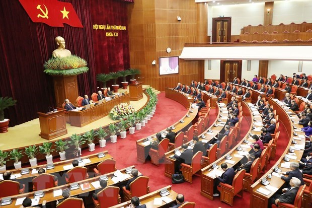 Concluye Comite Central del Partido Comunista de Vietnam primera jornada de su XII pleno hinh anh 1