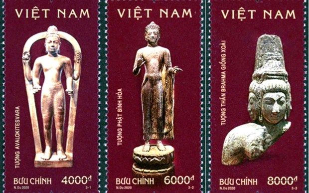 Presentan en Vietnam juego de estampillas sobre Cultura Oc Eo hinh anh 1