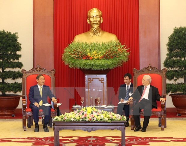 Maximo dirigente de Vietnam sostiene encuentro con primer ministro japones hinh anh 1