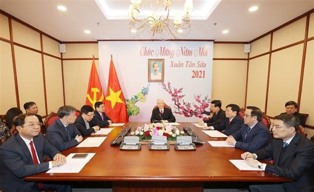 Maximo dirigente de Vietnam dialoga con nuevo secretario general del Partido Popular Revolucionario de Laos hinh anh 2