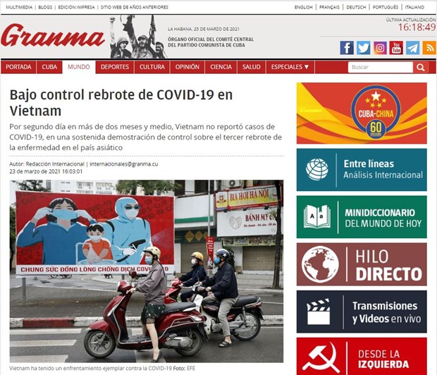 Periodico cubano elogia el eficiente control del COVID-19 en Vietnam hinh anh 1