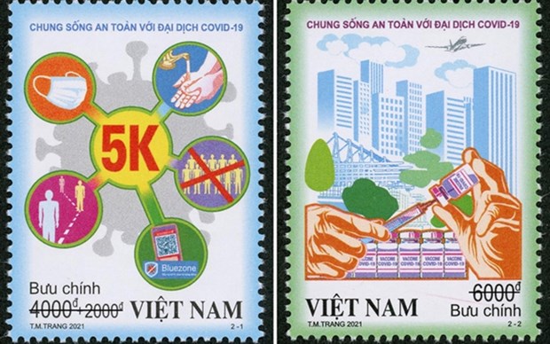 Presentan segundo conjunto de sellos postales sobre COVID-19 en Vietnam hinh anh 1