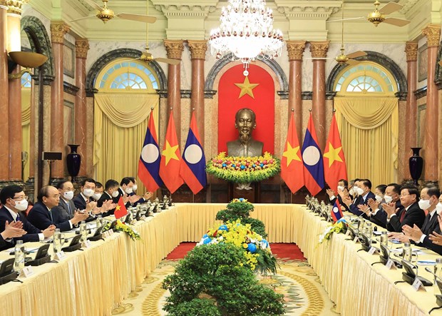 Presidente vietnamita se reune con maximo dirigente de Laos hinh anh 2